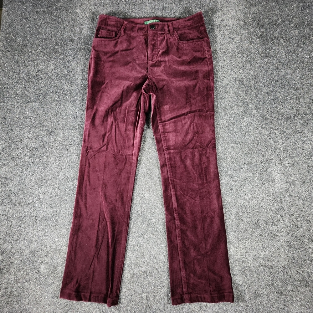 Lauren Ralph Lauren 5 Pocket Womens Velour Pants Plum Wine Straight ‎ Size 4